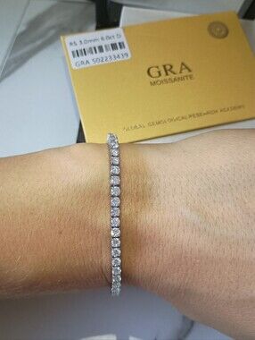 New Moissanite Diamond Tennis Bracelet 3mm 7 inch   Brilliant Round Cut GRAGRA